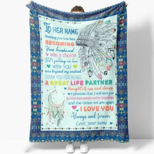 Native American Blanket Gift Ideas to My Wife – Falling in Love with You Beyond My Control Blanket for Her